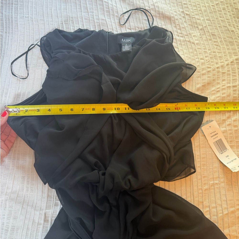 MSK Black Chiffon Overlay Jumpsuit Large NEW - Picture 12 of 16